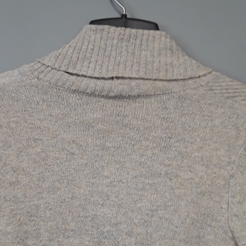 CUPIO Tan Knit Angled Front Zip Up Wool Sweater - Picture 8 of 8